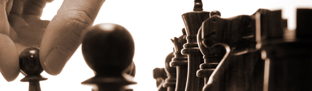 Hand holding chess pieces